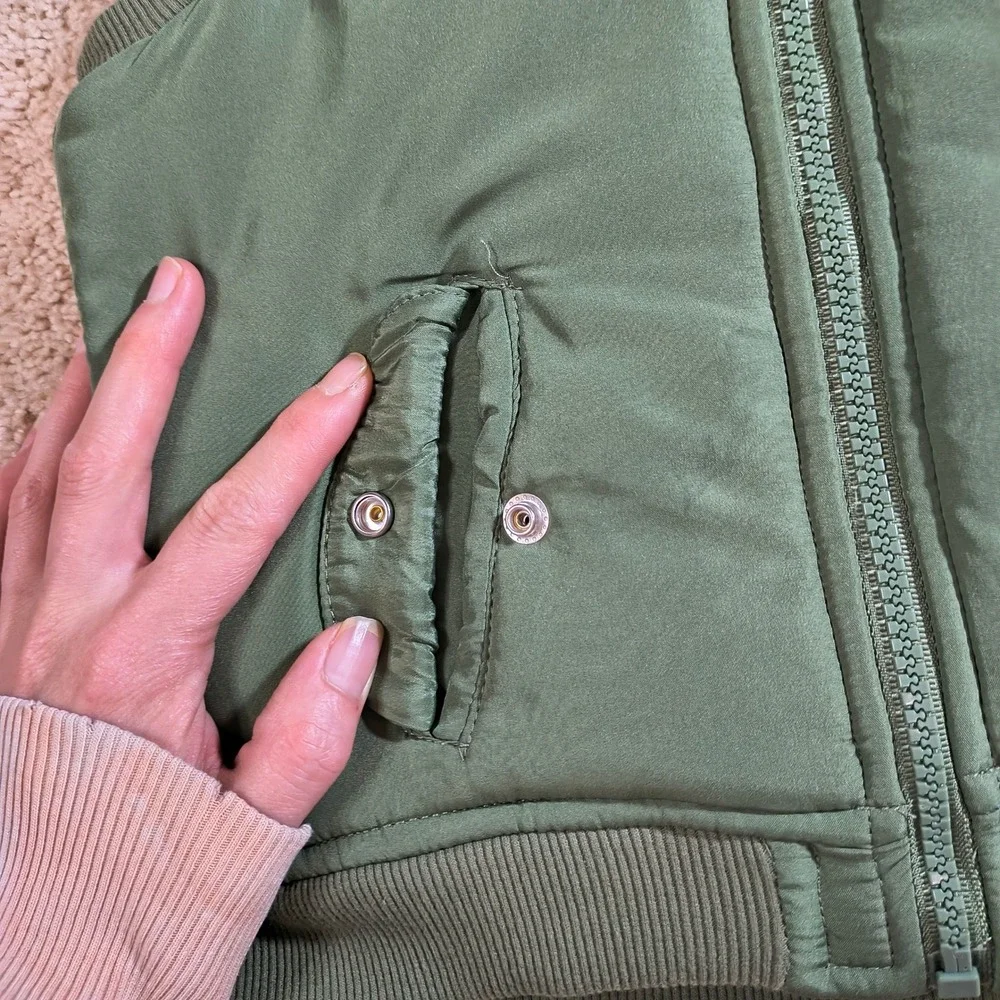 7 For All Mankind Kids Olive Green Puffer Vest Sherpa‎ Lined Bomber Style 3T